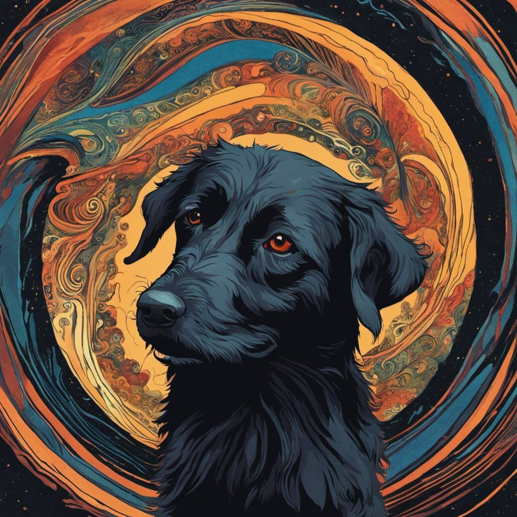 Smiling Scruffy Dog Portrait in Digital Painting Style