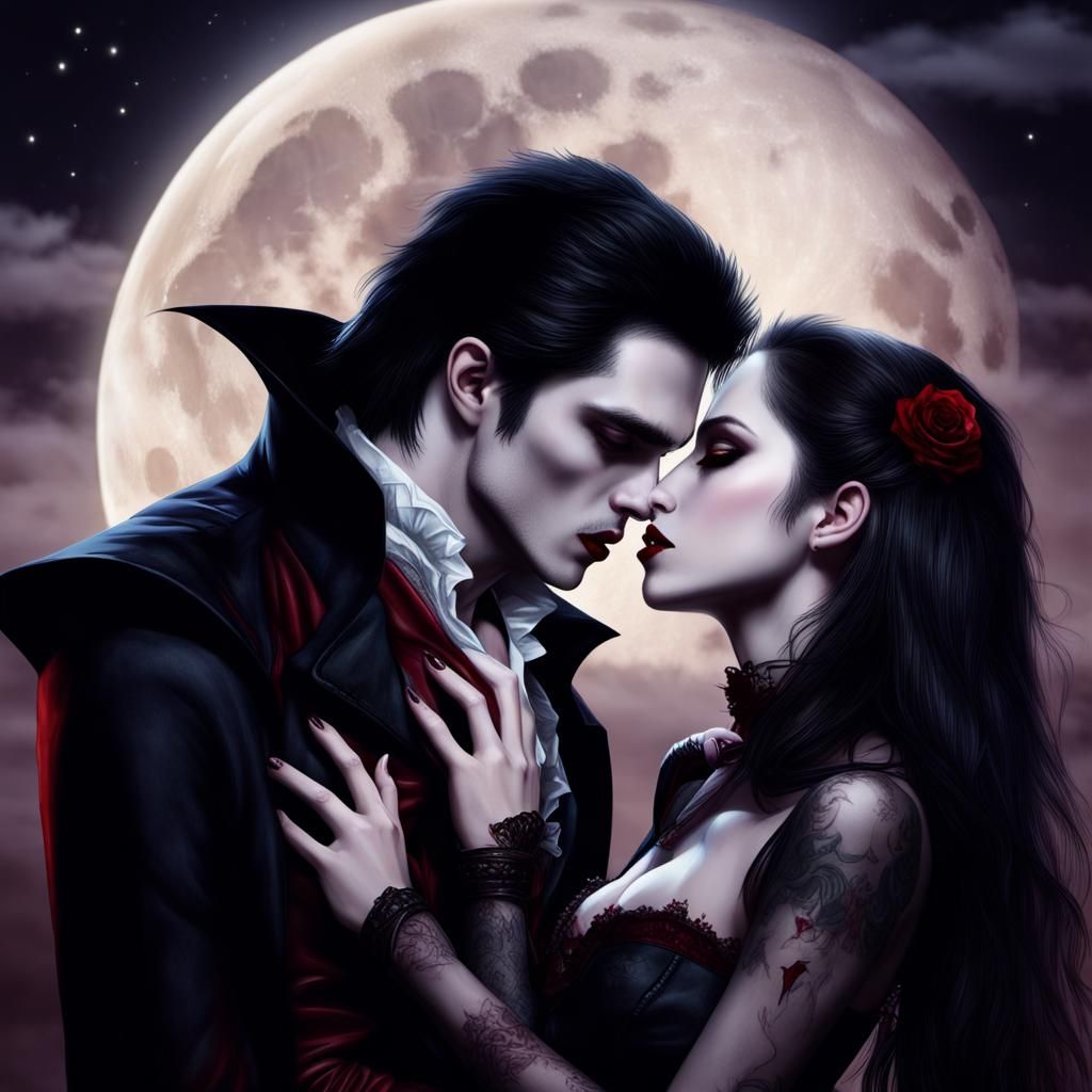 Vampire's Kiss Under the Moonlight