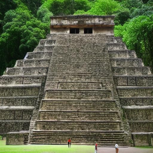 Mayan Temple in Jungle Landscape