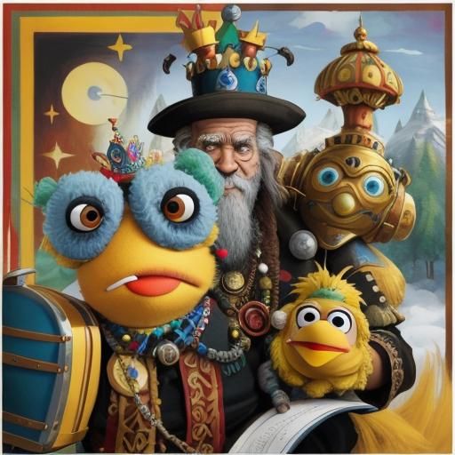Muppet King in Pop Surrealism Style