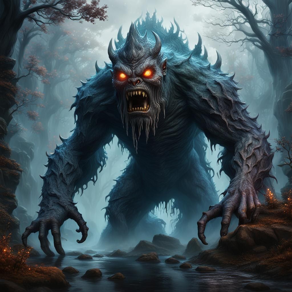 Nian Monster in Mist: Fantasy Concept Art
