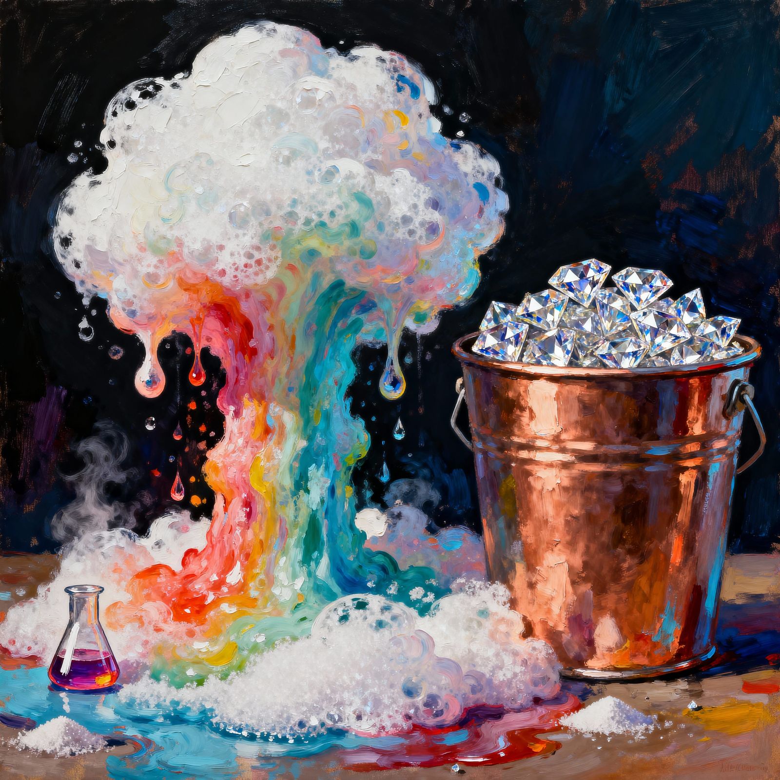 Vibrant Chemical Reaction with Diamonds and Copper