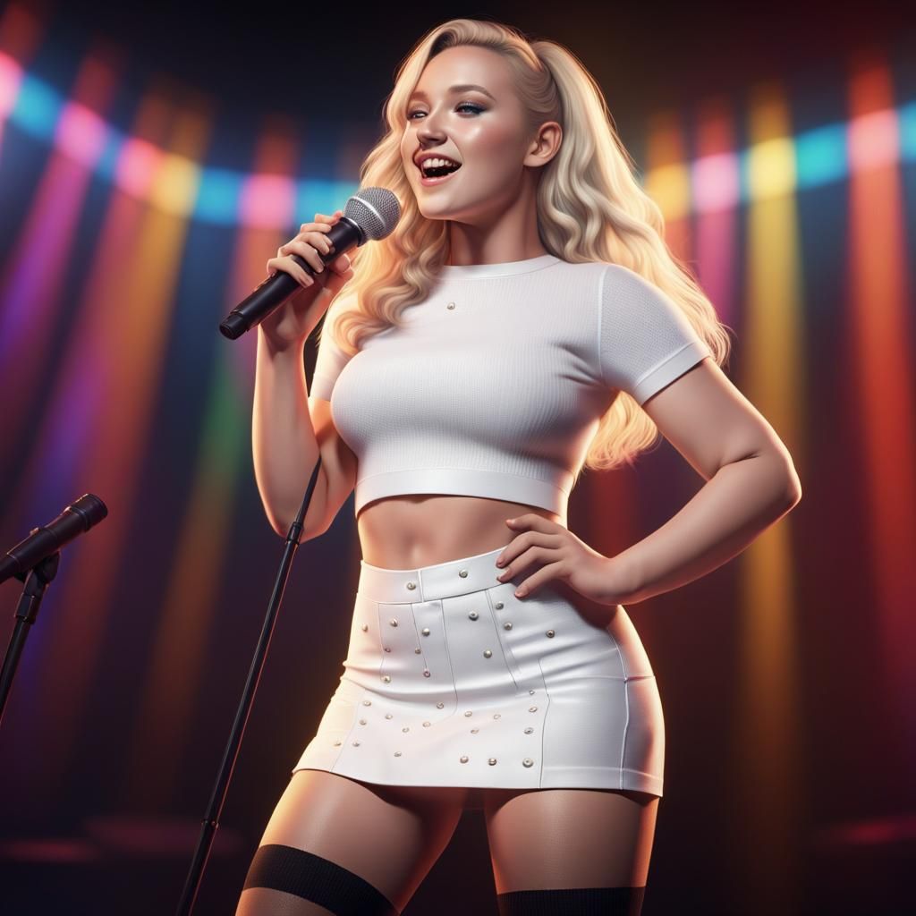 Happy Singer on Stage in Photorealistic 3D Render
