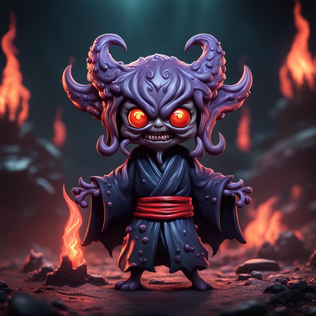 Demonic Eldritch Chibi YoKai Matte Painting