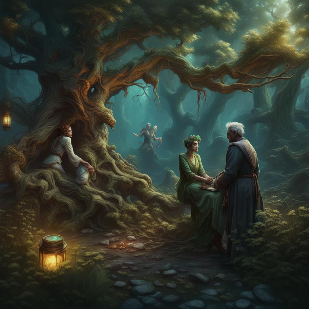 Dryad Doctor Sees a Patient in Detailed Matte Painting