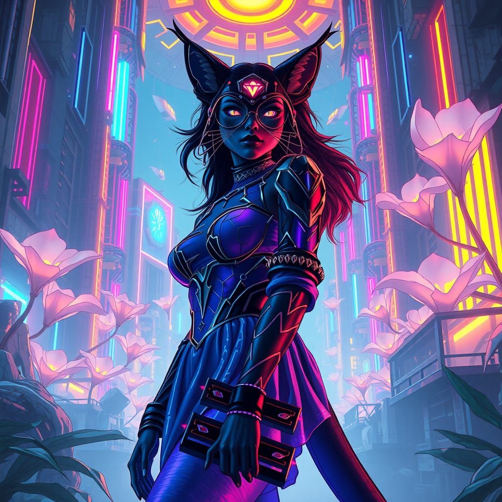 Nyma Ascends in a Neon Cyberpunk Jungle