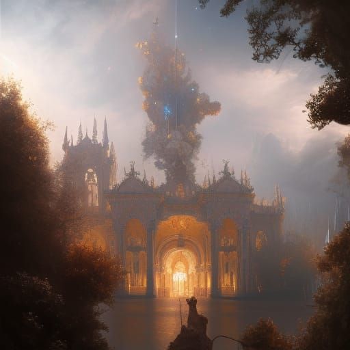 Surreal Crystal Explosion in Dark Fantasy Style