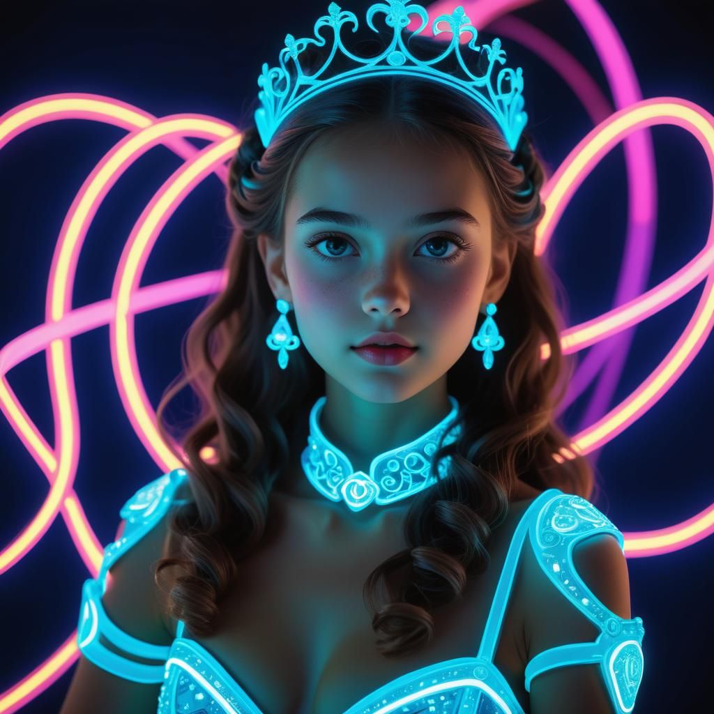 Neon Galaxy: Beautiful Alien Princess Portrait
