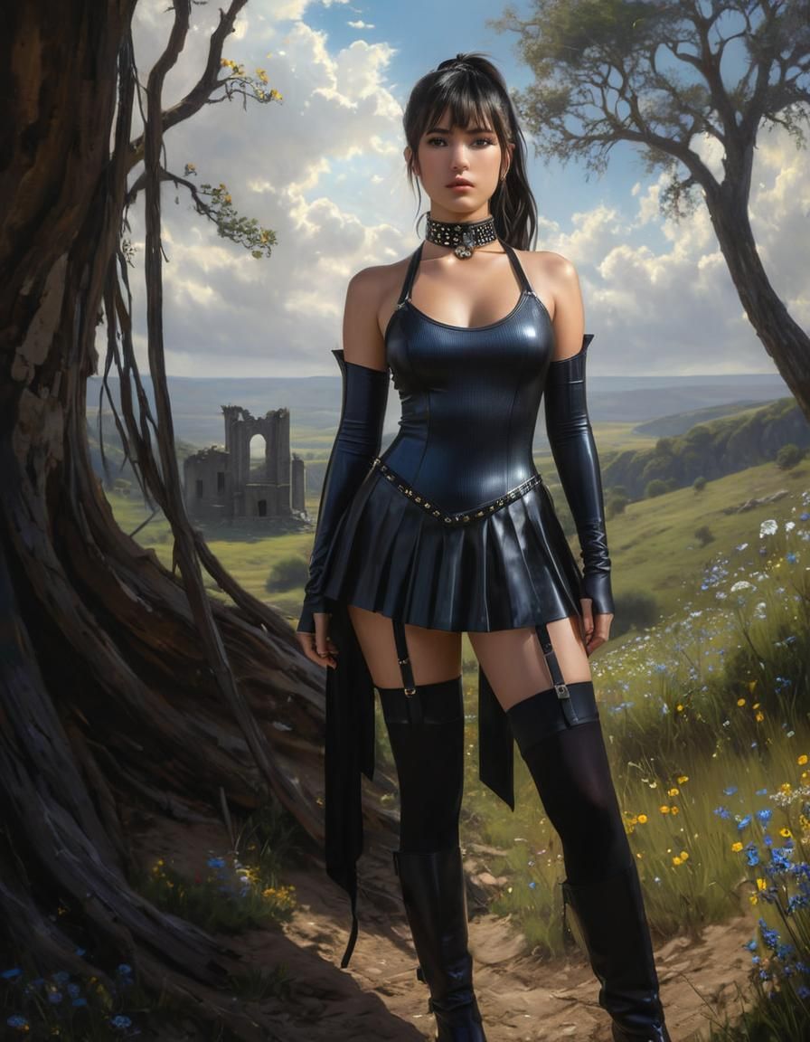 Eve from Stellar Blade in Chiaroscuro Oil Painting