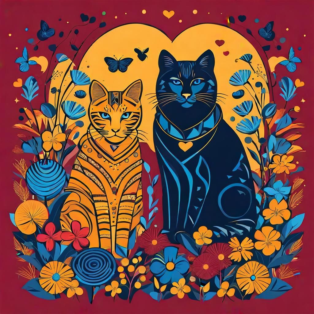 Cat with Flowers in Ocelot Animation Style