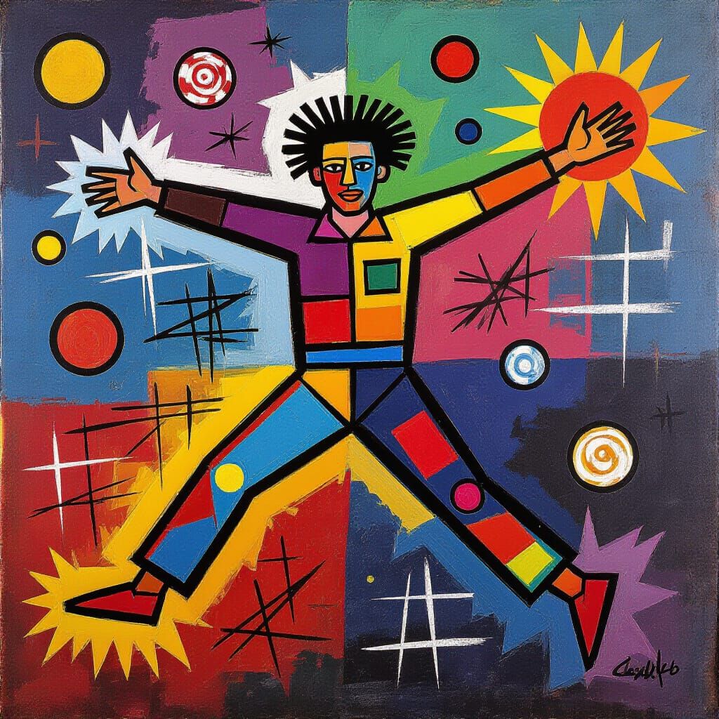 Abstract Human Figure in Expressive Graffiti Art