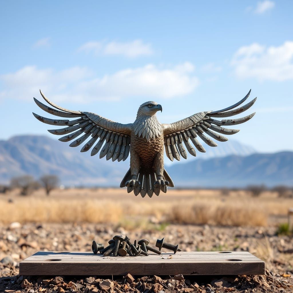 Eagle Sculpture Crafted From Recycled Screws