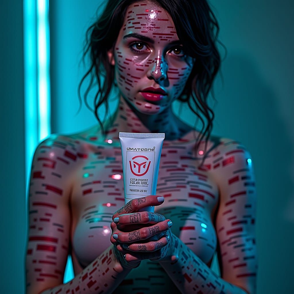 Glitchy Cyberpunk Skin with Pixelated Digital Distortion