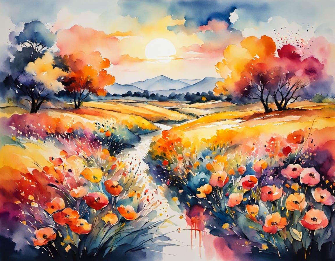 Vibrant Landscape Painting with Expressive Brushstrokes
