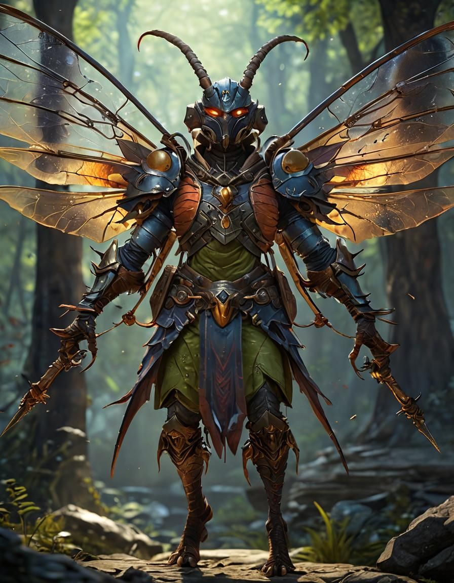 Insect Warrior Artificer in High Fantasy Style
