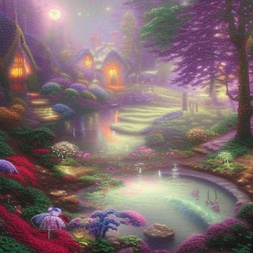 Enchanted Fairy Forest with Moonlight