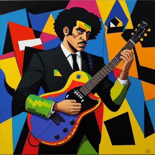 Cubist Portrait in Vibrant, Clashing Colors