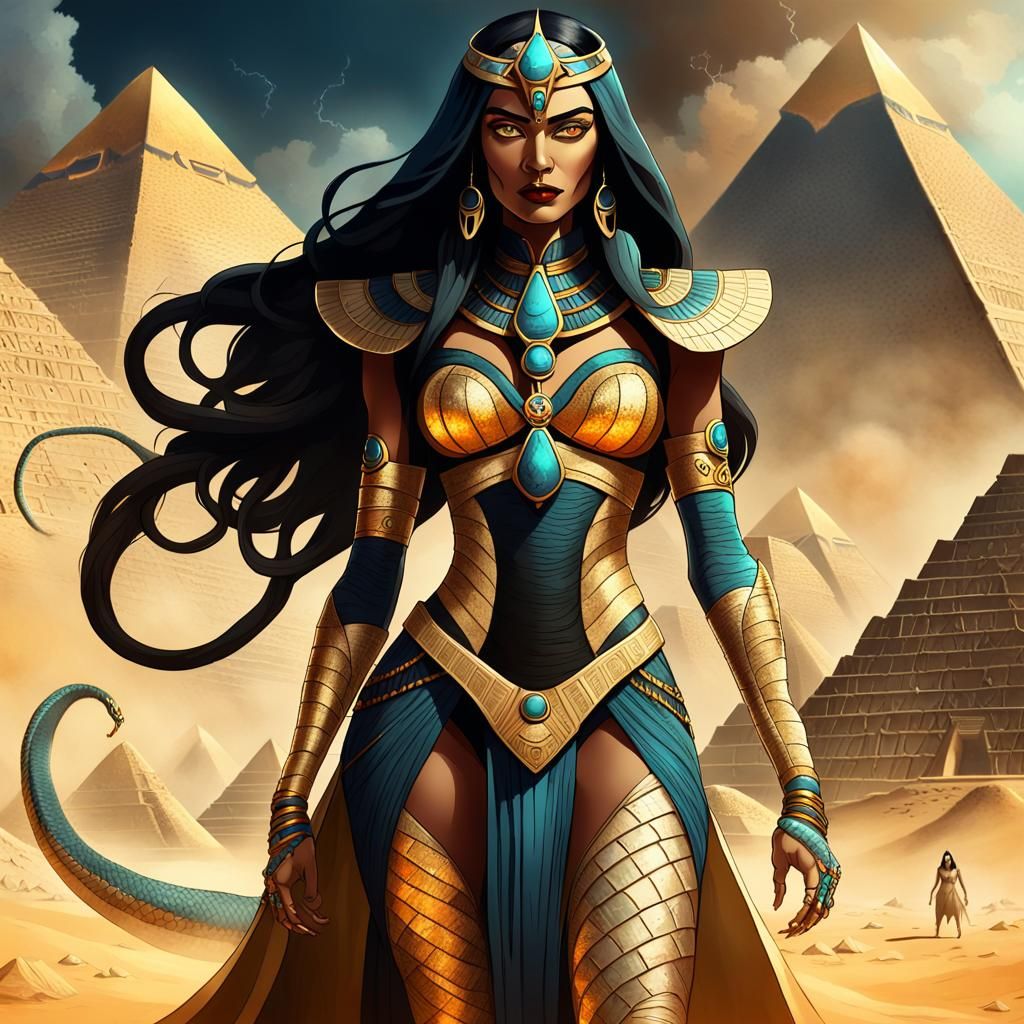 Egypt-Themed Supervillainess in Surrealist Style