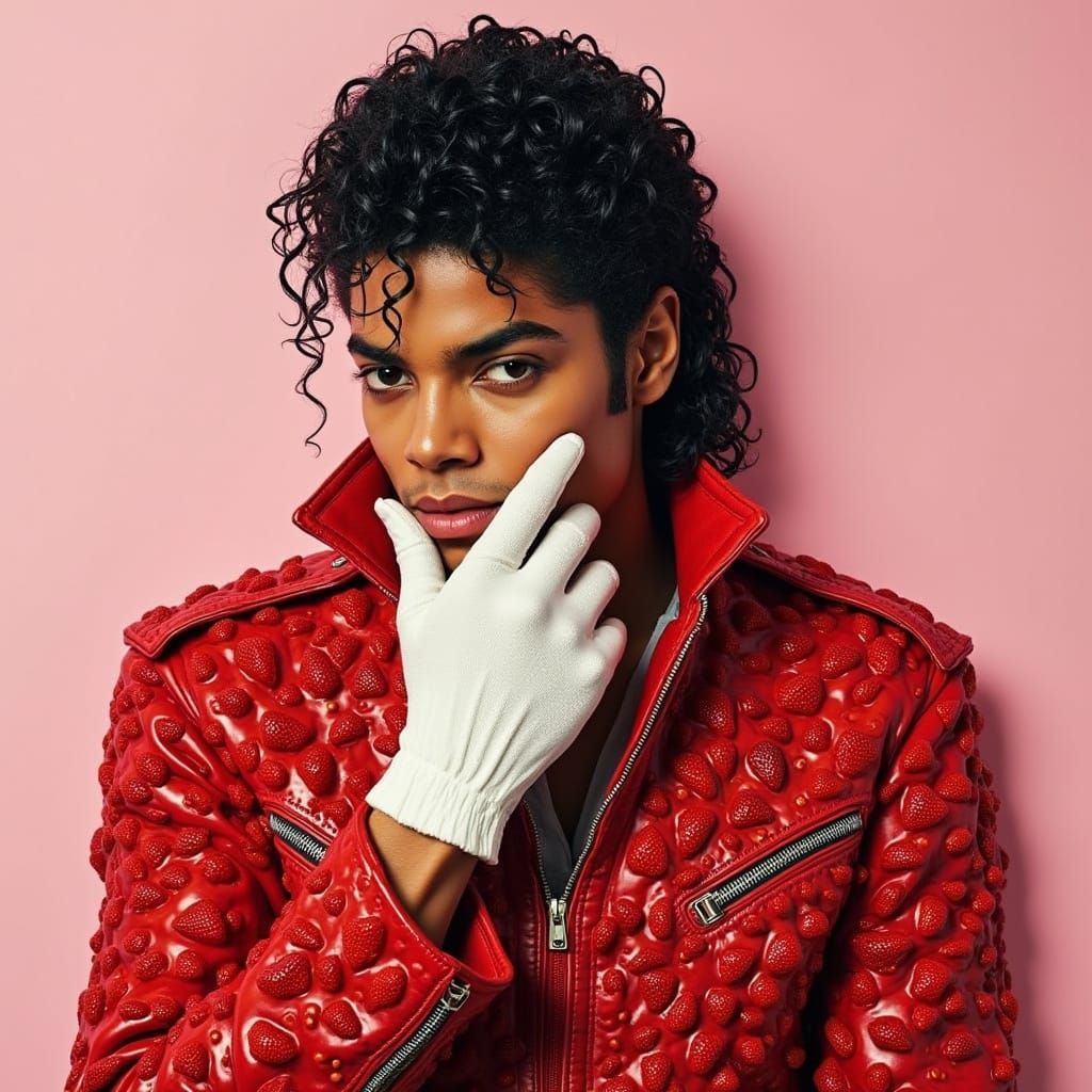 Pop Art Portrait of Michael Jackson in Juicy Strawberry Red ...