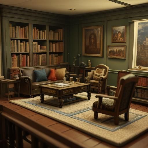 Surreal 3D Book Opens to Cozy Living Room