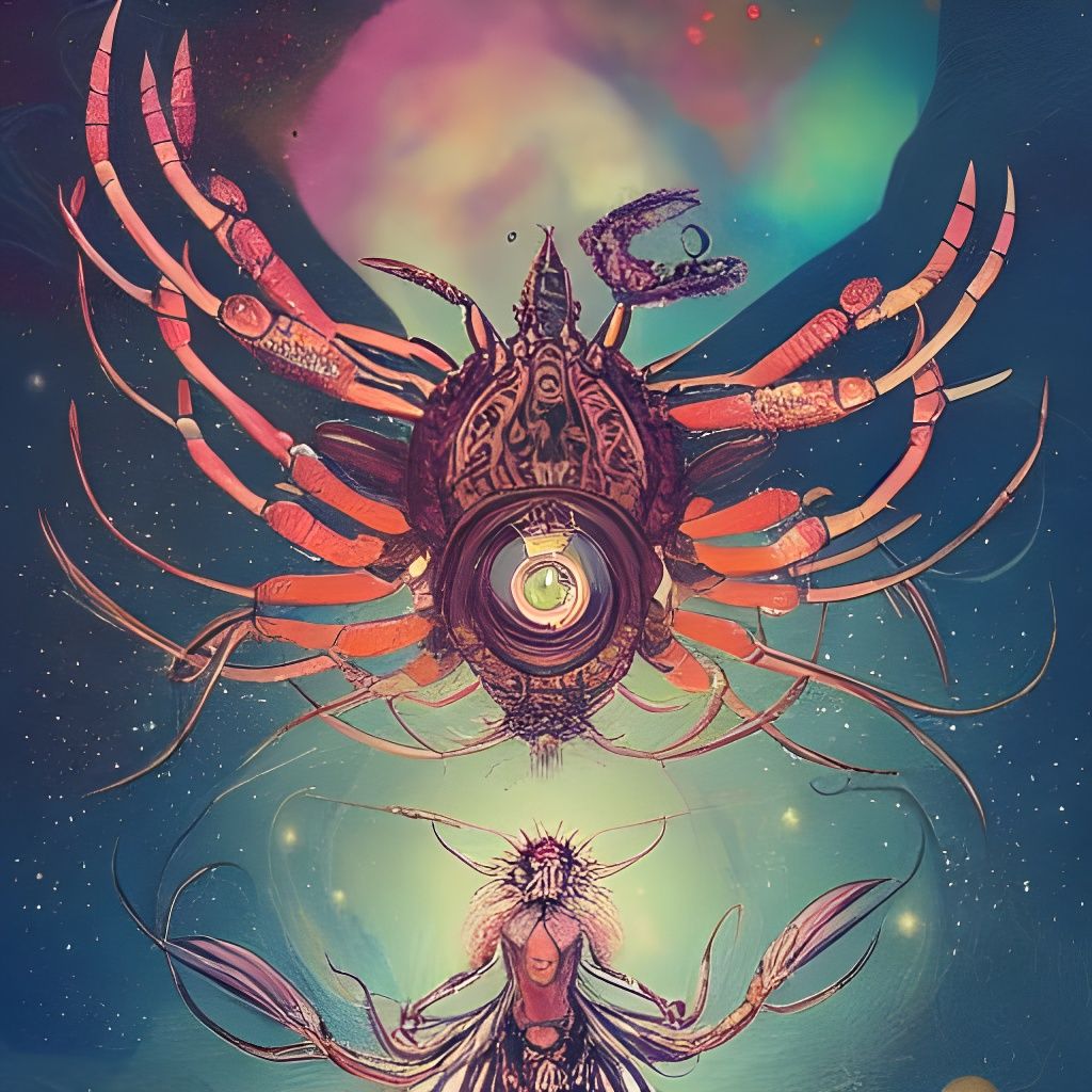 Cosmic Crab Goddess in Constellations: Album Cover Art