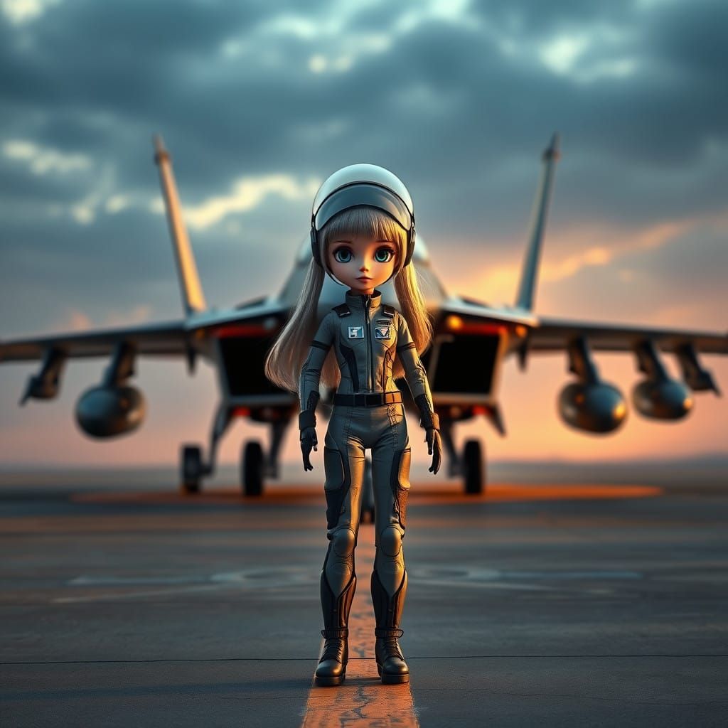 Blythe Doll in Futuristic Flight Suit at Top Gun School