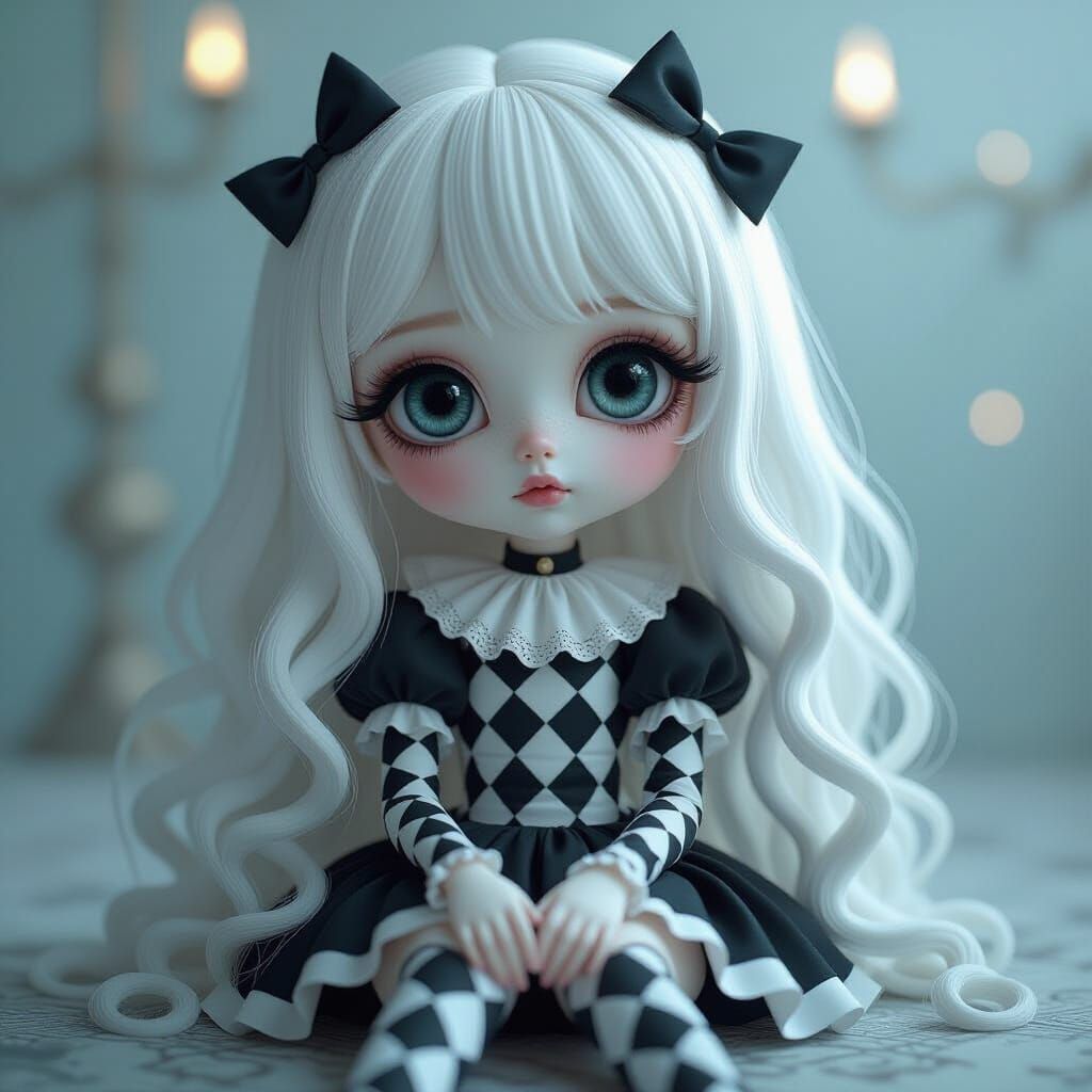 Melancholic Doll in Surreal Dreamscape, Hyperrealism