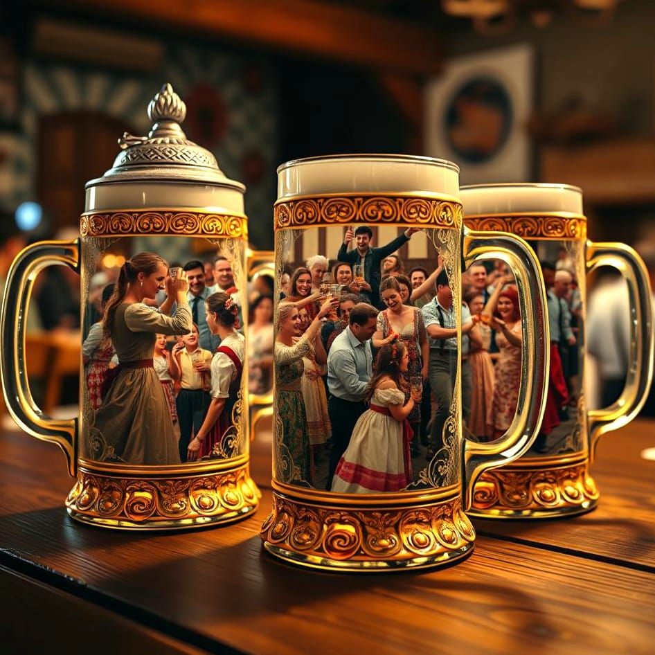 Oktoberfest Celebration in Beer Steins