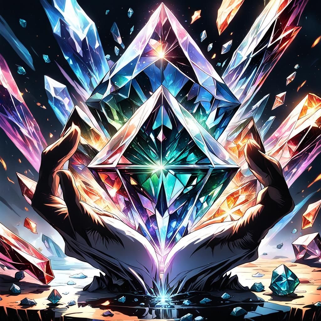 Dark Fantasy Crystal in Anime Key Visual Style
