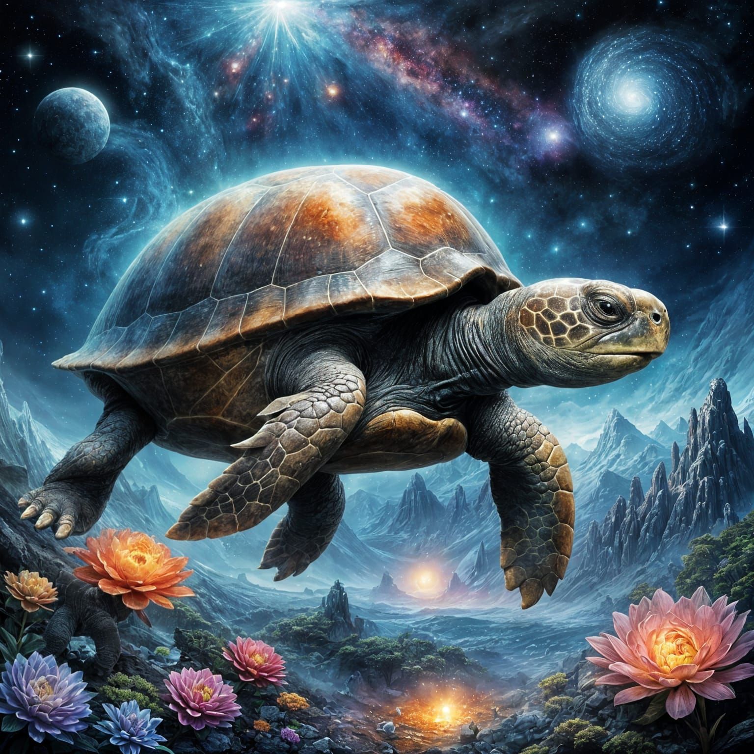Cosmic Turtle Carries the Galaxy