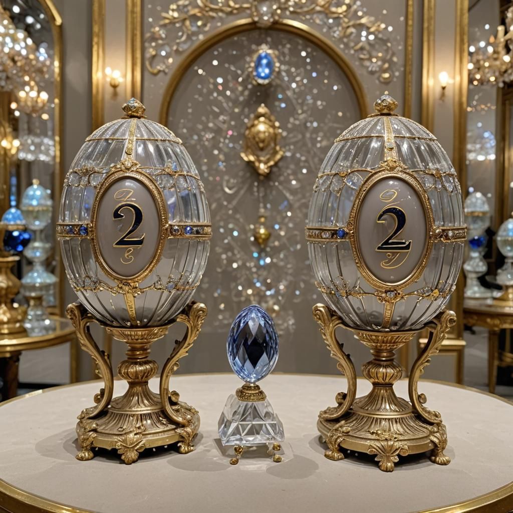 Faberge Eggs Displayed in Crystal Case