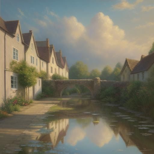 English Shop in Warm Light, Impressionist Oil Painting