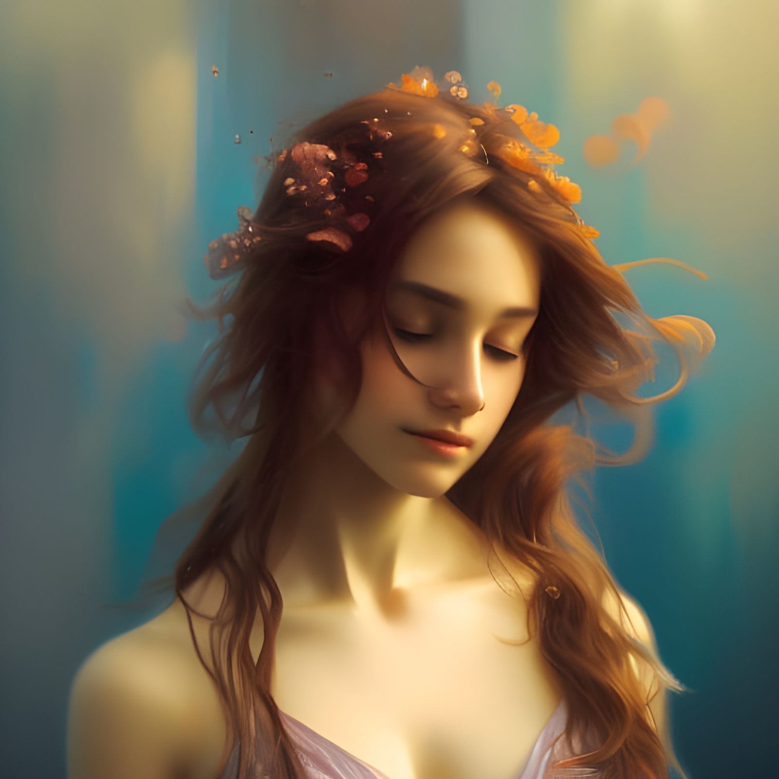 Dancing Teenage Woman Portrait in Hyperdetailed Style