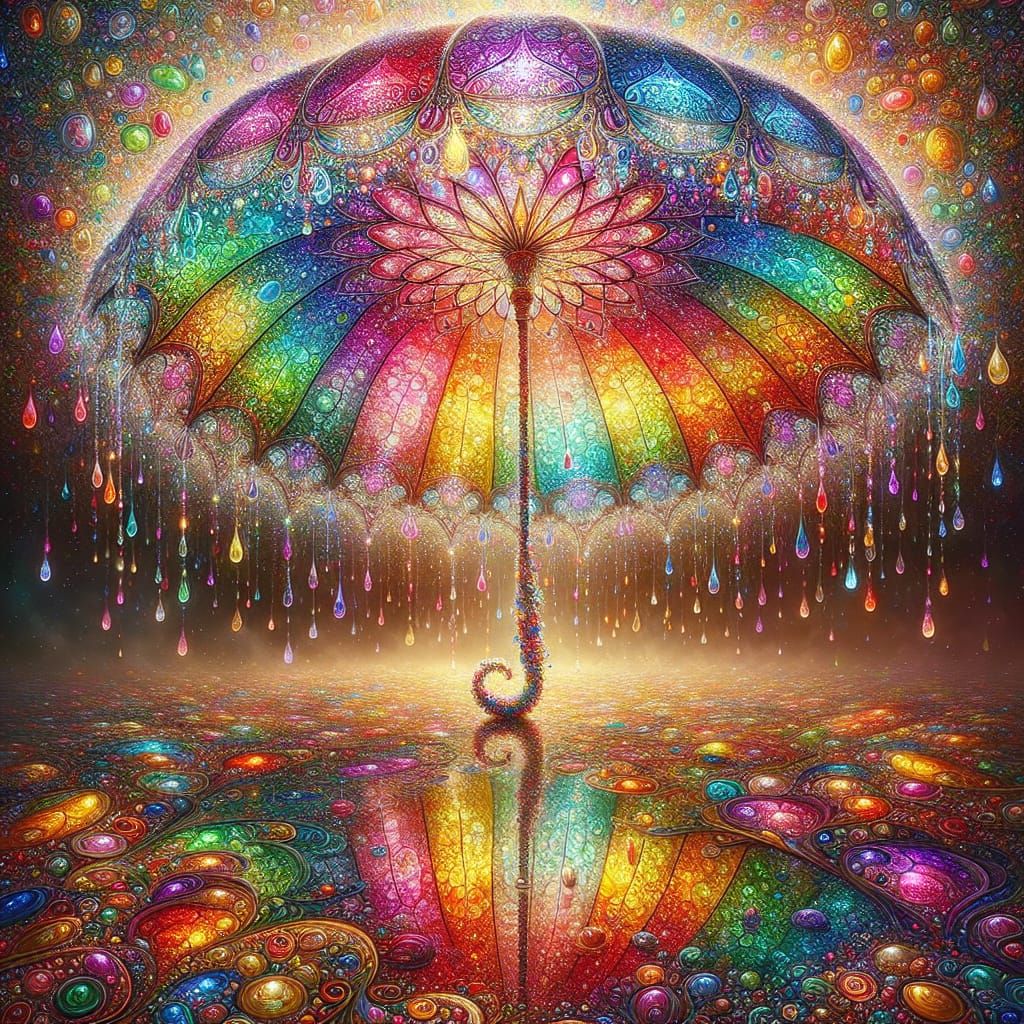Enchanted Umbrella Reflecting Stained Glass Beauty