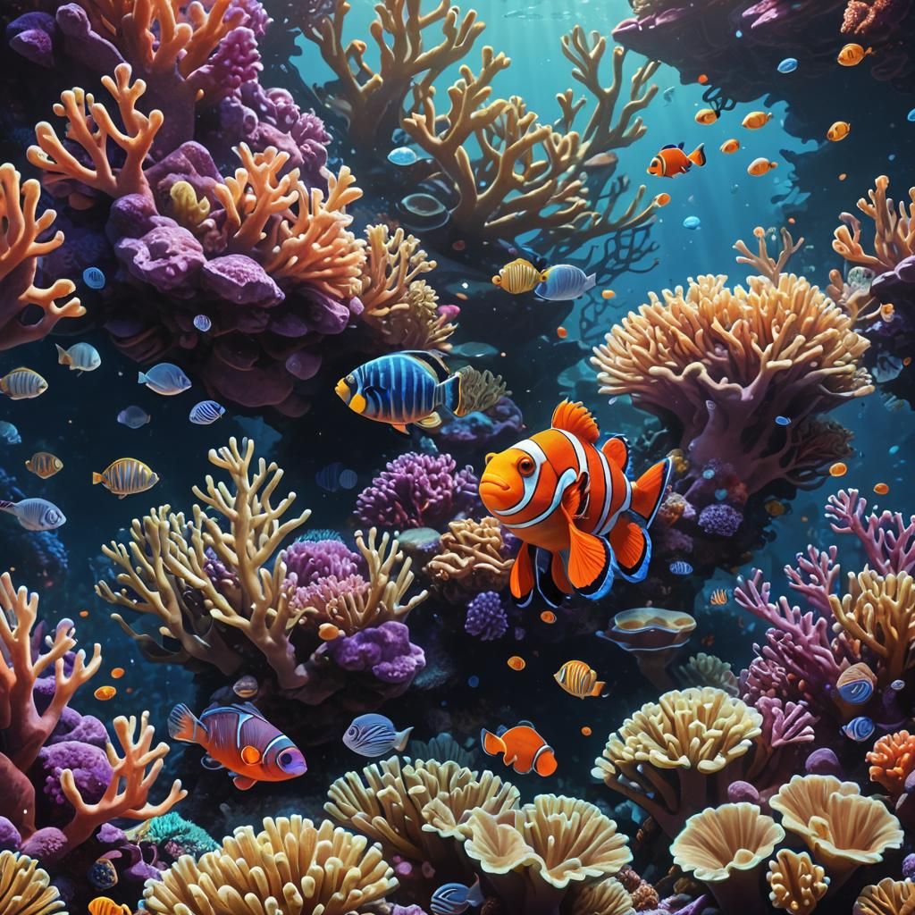 Clownfish in Coral Reef: Fantasy Concept Art