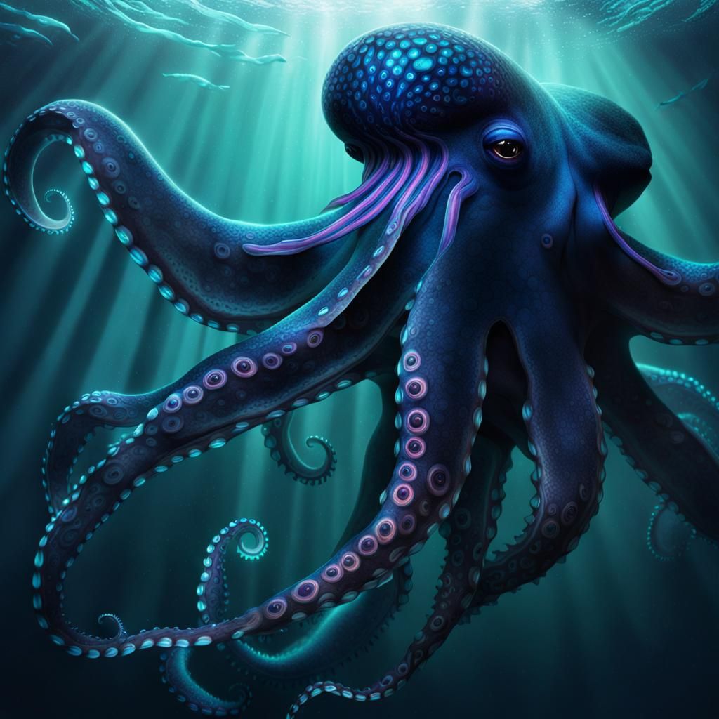 Whale Octopus Hybrid Concept Art in Artgerm Style