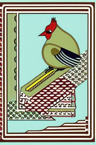 Whimsical Bird Playing Card Pattern