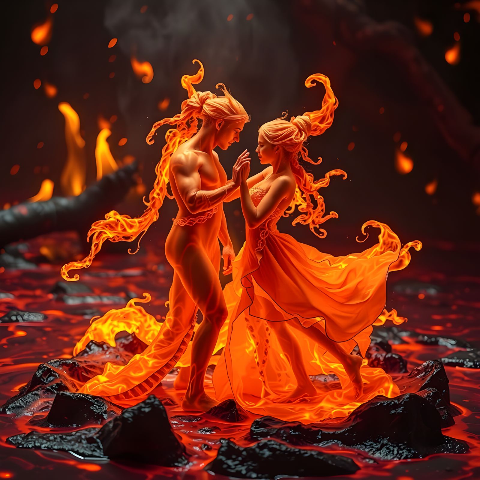 Fire Dancers: Lava Elements in a Fire World