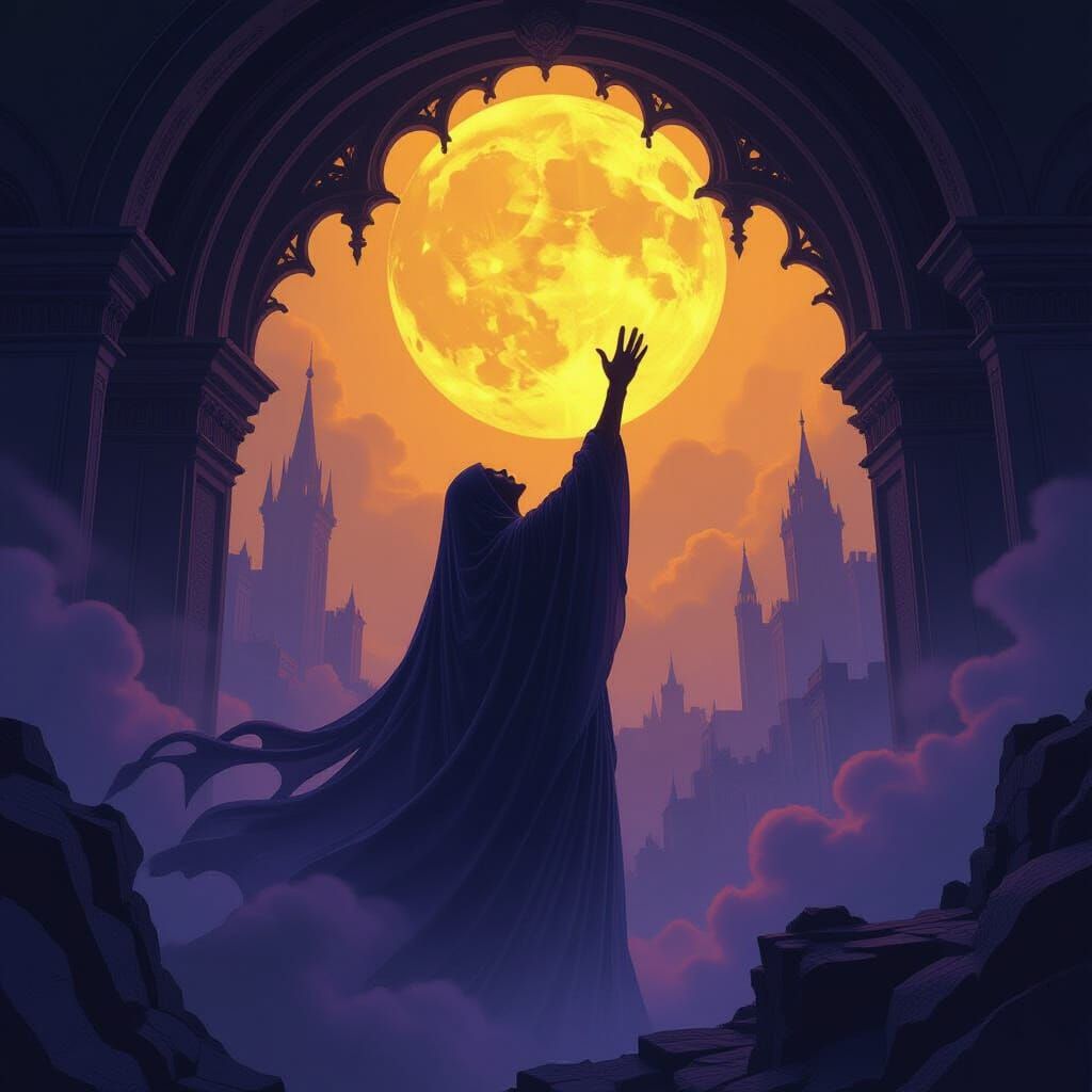 Melancholy Ghost Reaching from Abyss in Dark Fantasy Style