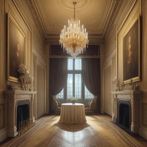 Elegant Woman in Baroque Room with Rembrandt Lighting