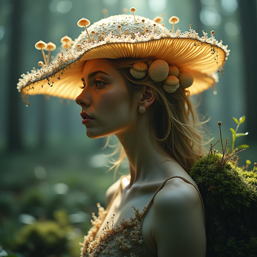 Ethereal Mushroom Beauty in Enchanting Forest Glade