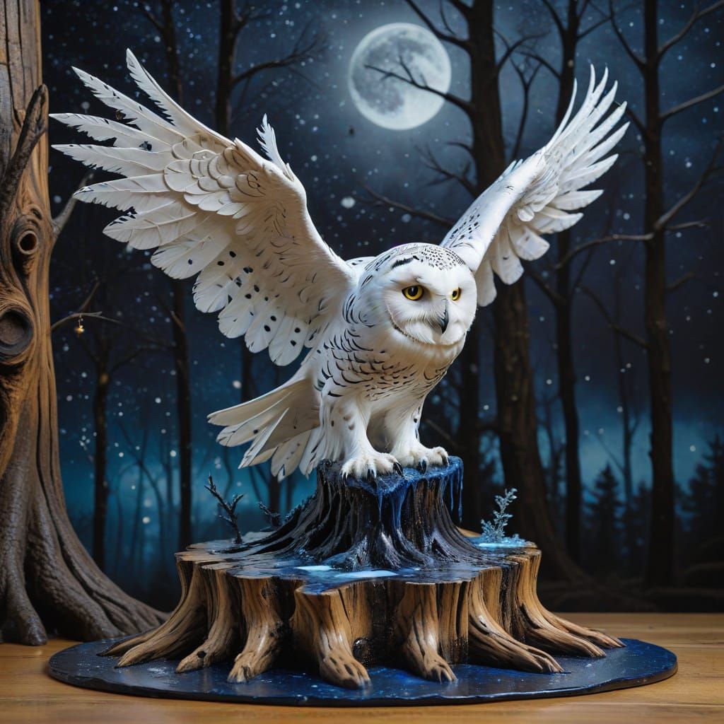 Melting Wax Snowy Owl Ready for Flight