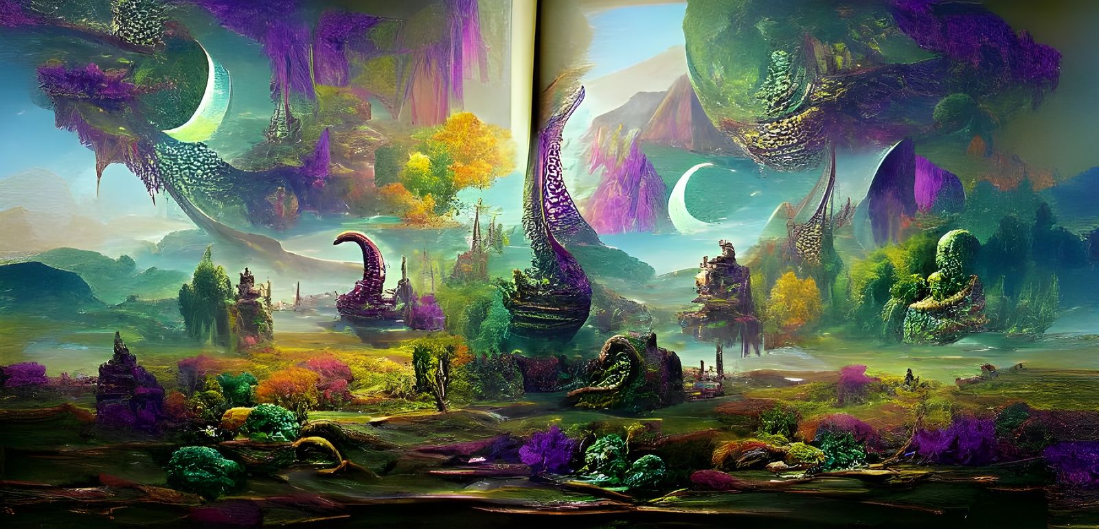 Colorful Alien Landscape in Storybook Illustration