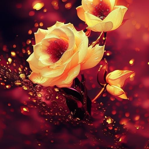 Glowing Rose with Transparent Petals in Macro Photography