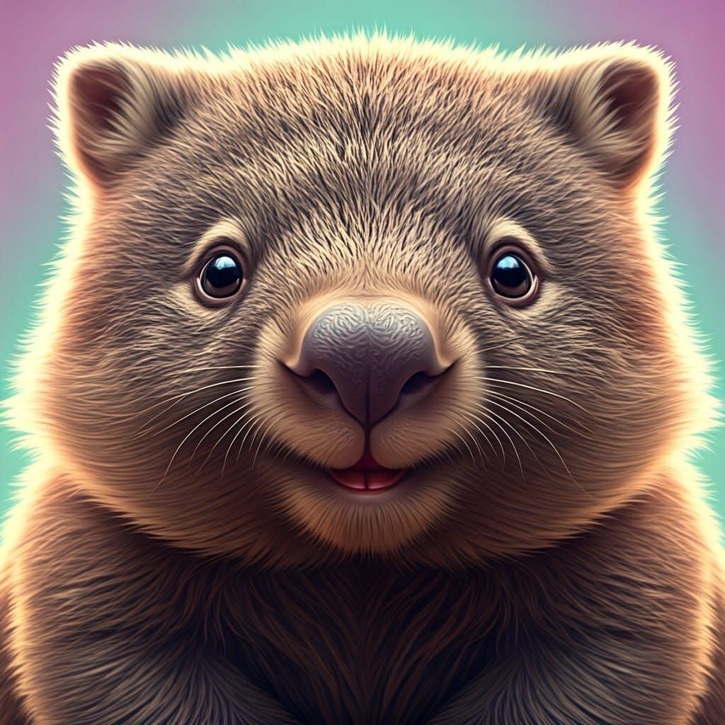 Adorable Wombat Portrait with Shimmering Eyes