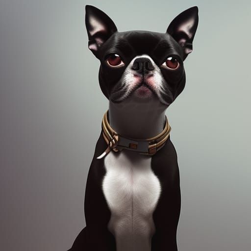 Dramatic Boston Terrier Digital Matte Painting