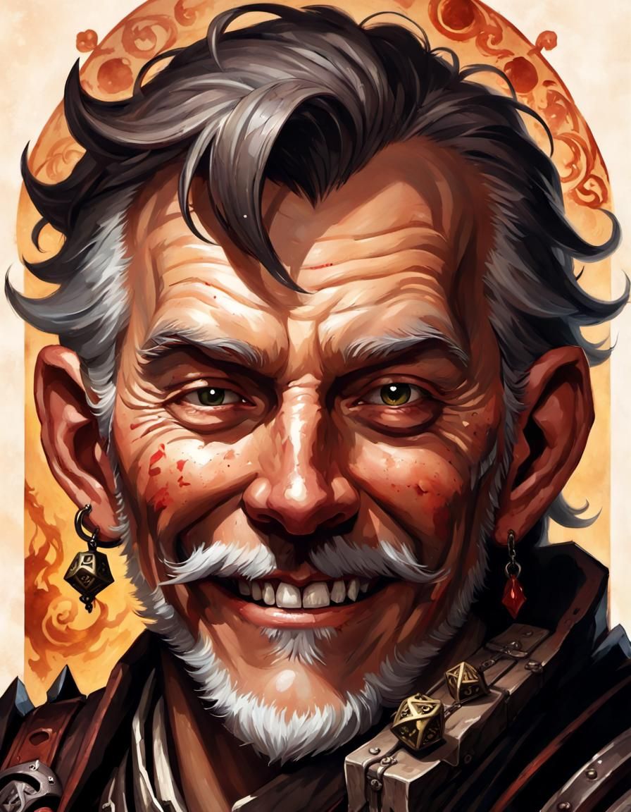 Happy Dungeon Master Portrait in Detailed Matte Style
