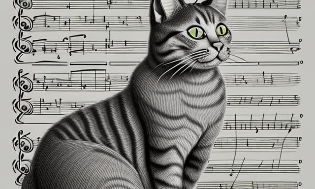 Musical Cat Sketch in Graphite