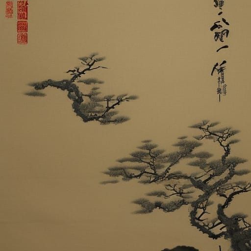 Japanese Calligraphy: Detailed Digital Matte Painting