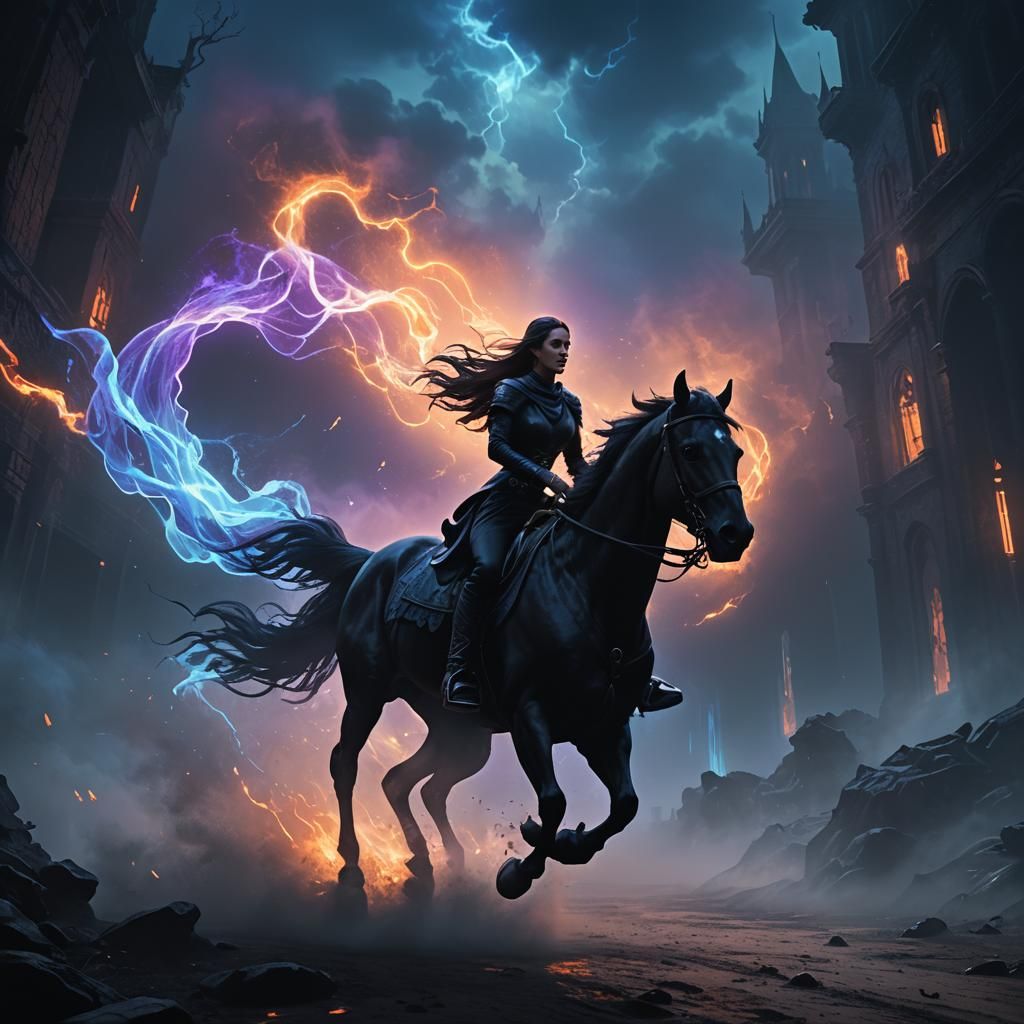 Dark Fantasy Rider in Moody Lighting